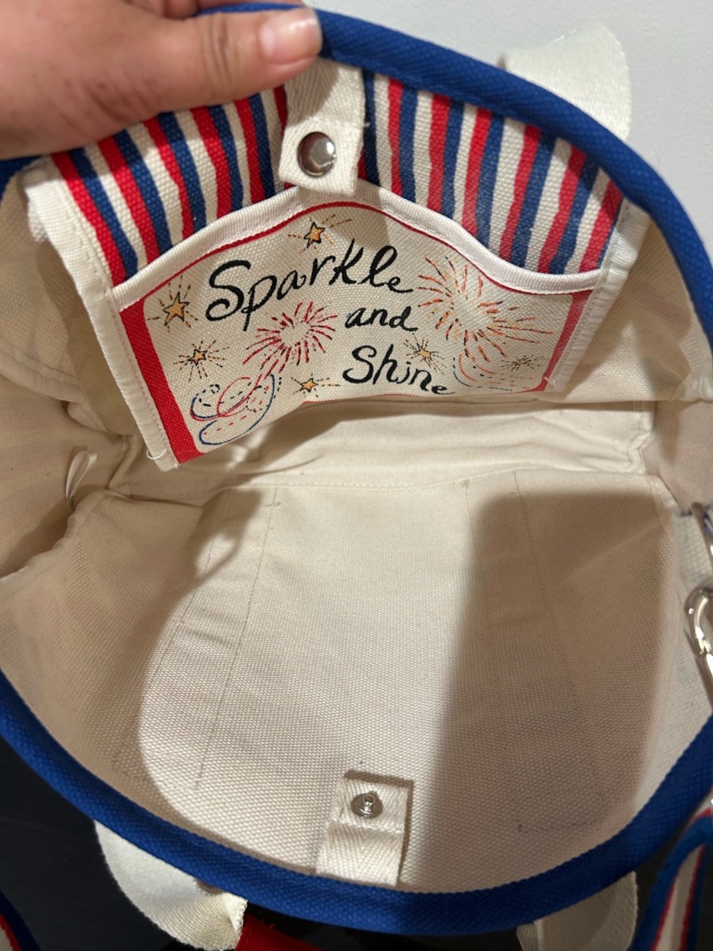 Brighton Red, White and You, Canvas Heart Print Tote, 14x8x3, EUC - Picture 4 of 11